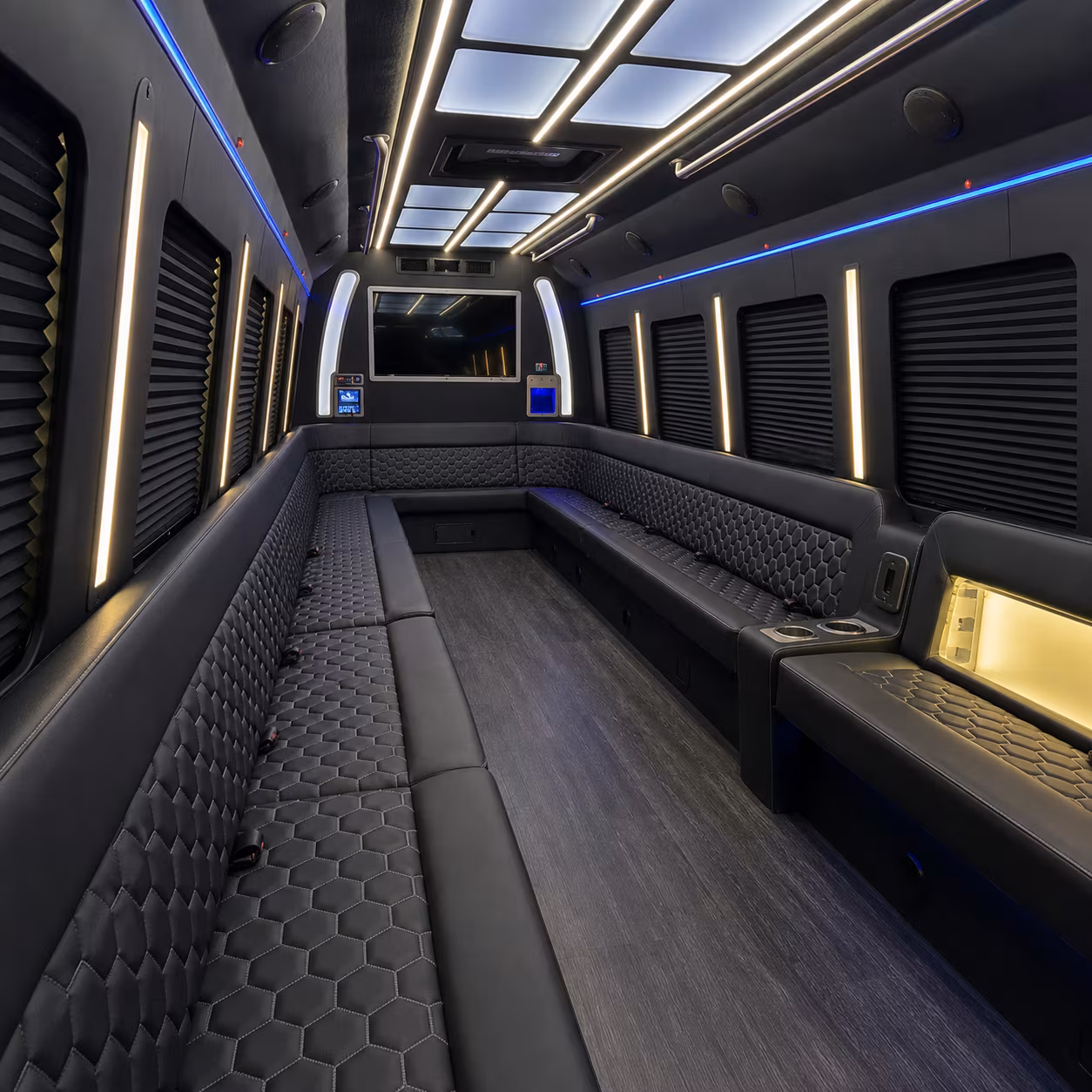 norman party bus rental interior